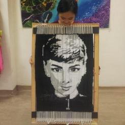 Weaving tapestry, Audrey Hepburn 2x3ft